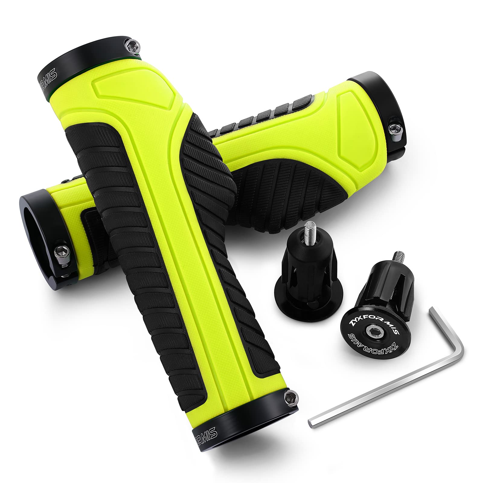 Bike Handlebar Grips, Non-Slip Ergonomic Design, Aluminum Double Lock-On, Compatible with MTB, BMX, Scooter, Urban Bikes