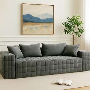 Chenille Sofa 3 Seater 91 73 Inch Modern Comfy Indoor Sofa Soft Chenille Upholstered Sofa for Living Room