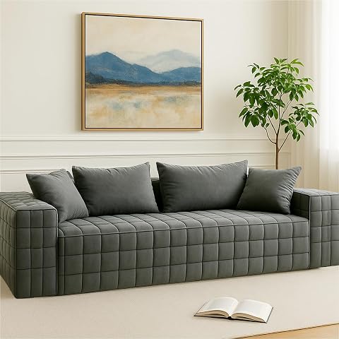 Chenille Sofa 3 Seater 91 73 Inch Modern Comfy Indoor Sofa Soft Chenille Upholstered Sofa for Living Room