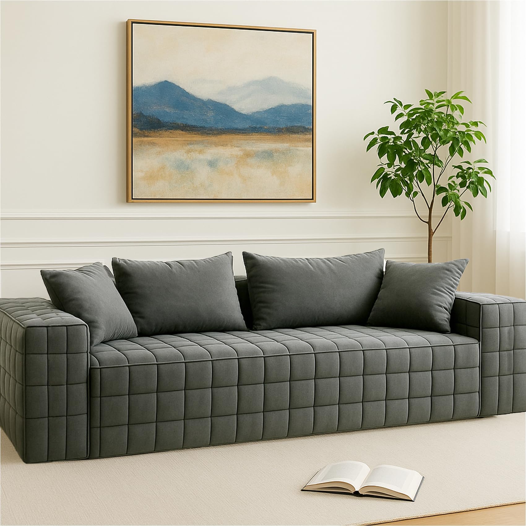 Chenille Sofa 3 Seater 91 73 Inch Modern Comfy Indoor Sofa Soft Chenille Upholstered Sofa for Living Room
