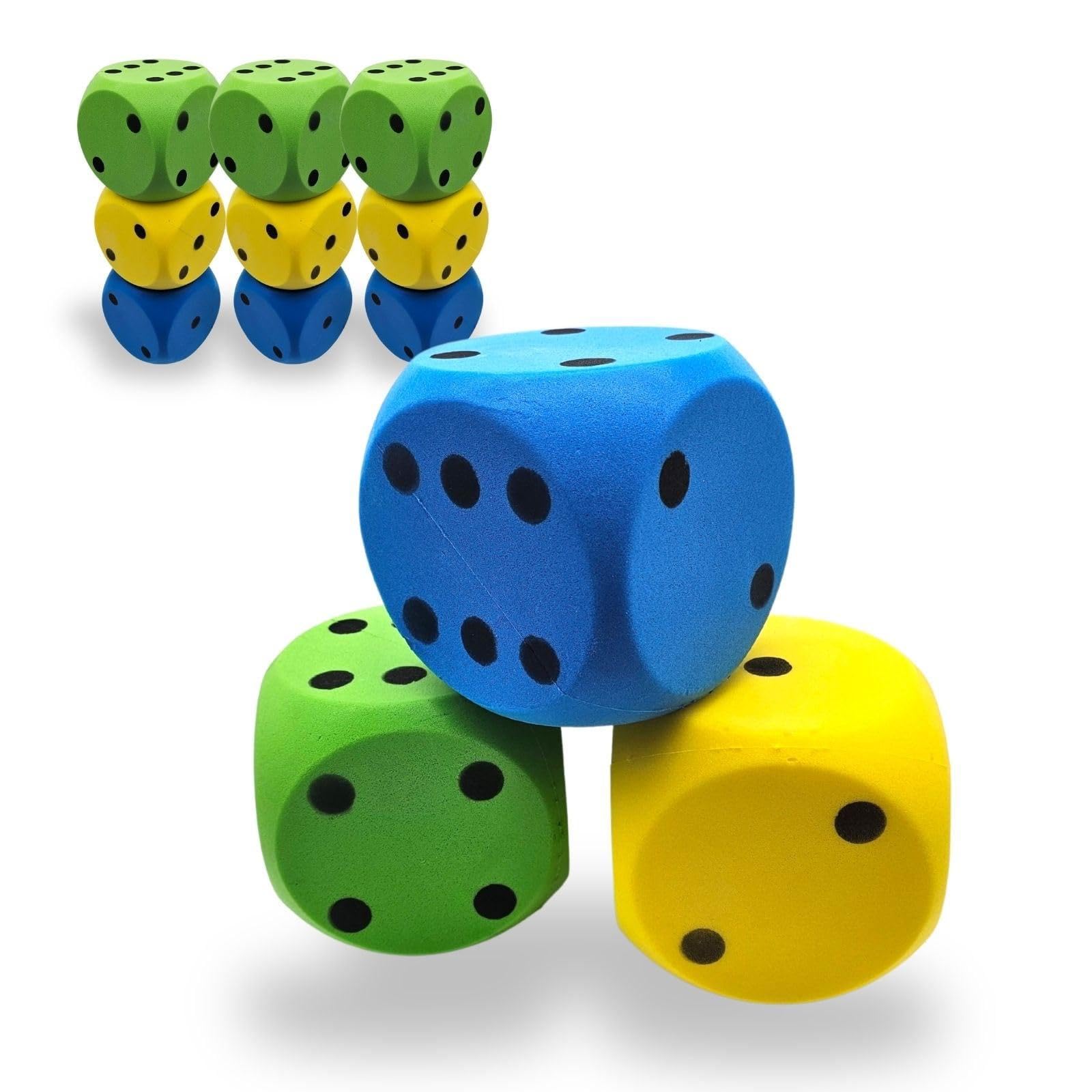 alldoro XXL Schaumstoff-Würfel 12er Set, 15 x 15 cm, große Soft-Spielwürfel | Grün/Gelb/Blau, Spielen & Lernen, 15 x 15 cm, große Soft-Spielwürfel, ideal als Geschenk für Kinder, Für Indoor & Outdoor