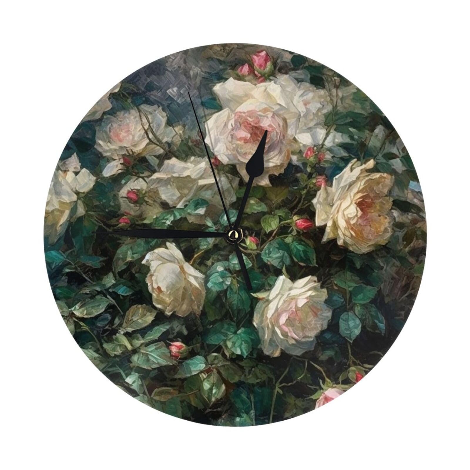 Horloge murale roses 25cm silencieuse pour une deco de salon elegante