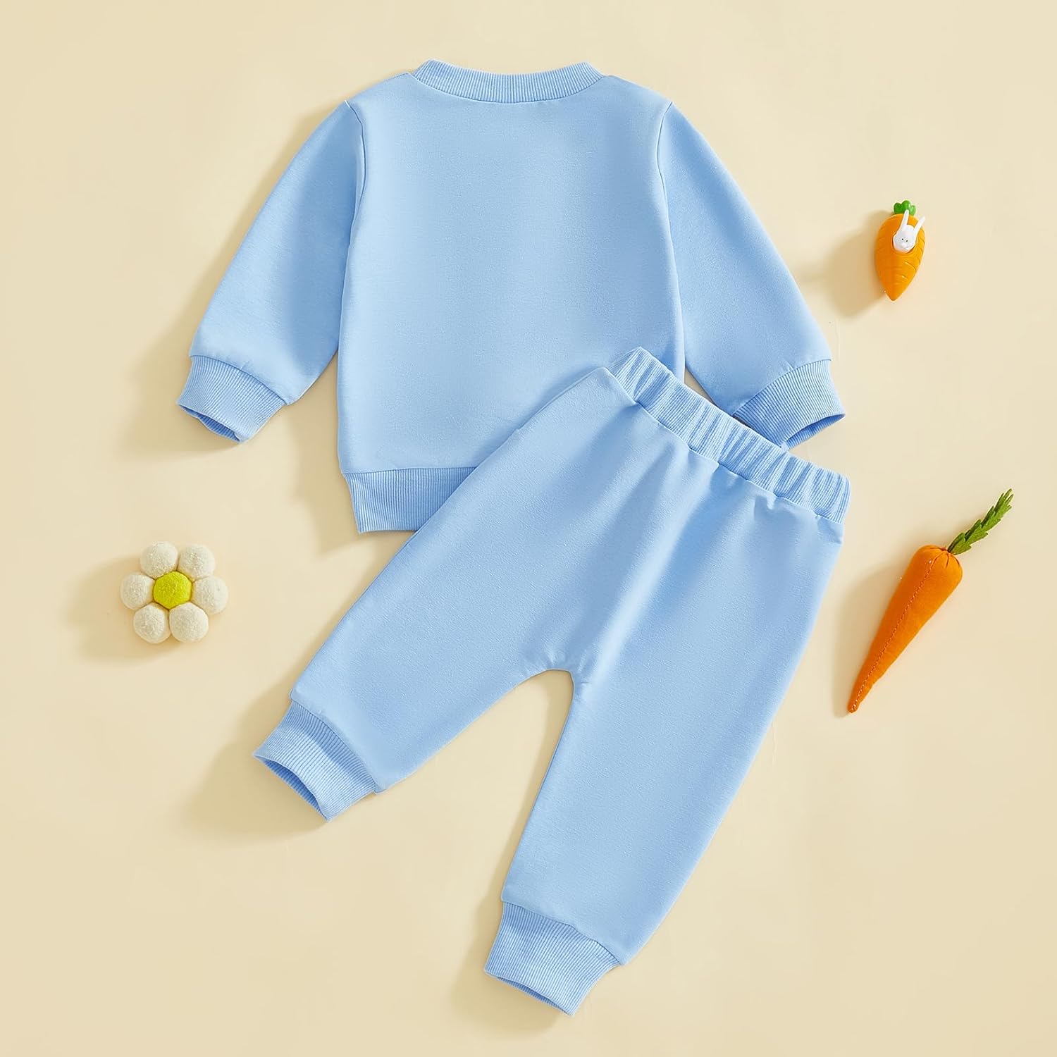 Kupretty Toddler Baby Girl Boy Easter Outfit Bunny Embroidery Crew Neck Sweatshirt + Solid Pants Set 6 12 18 24 Months 1T 2T - Image 7