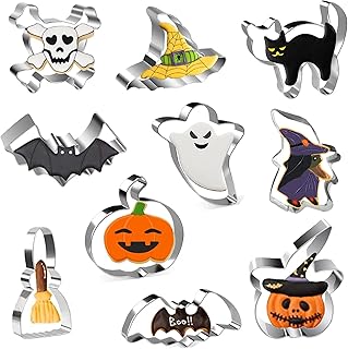 10 PCS Emporte Piece Halloween, Moule À Biscuits en Acier Inoxydable, Emporte Pièces Halloween pour Halloween Decoration. pour Décoration de Gâteau Fondant Biscuit Cookie Pâtisserie
