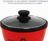 Elite Gourmet EGL-6101 Poêle électrique antiadhésive de 650 W, chauffage rapide, couvercle en verre trempé, rouge - 5
