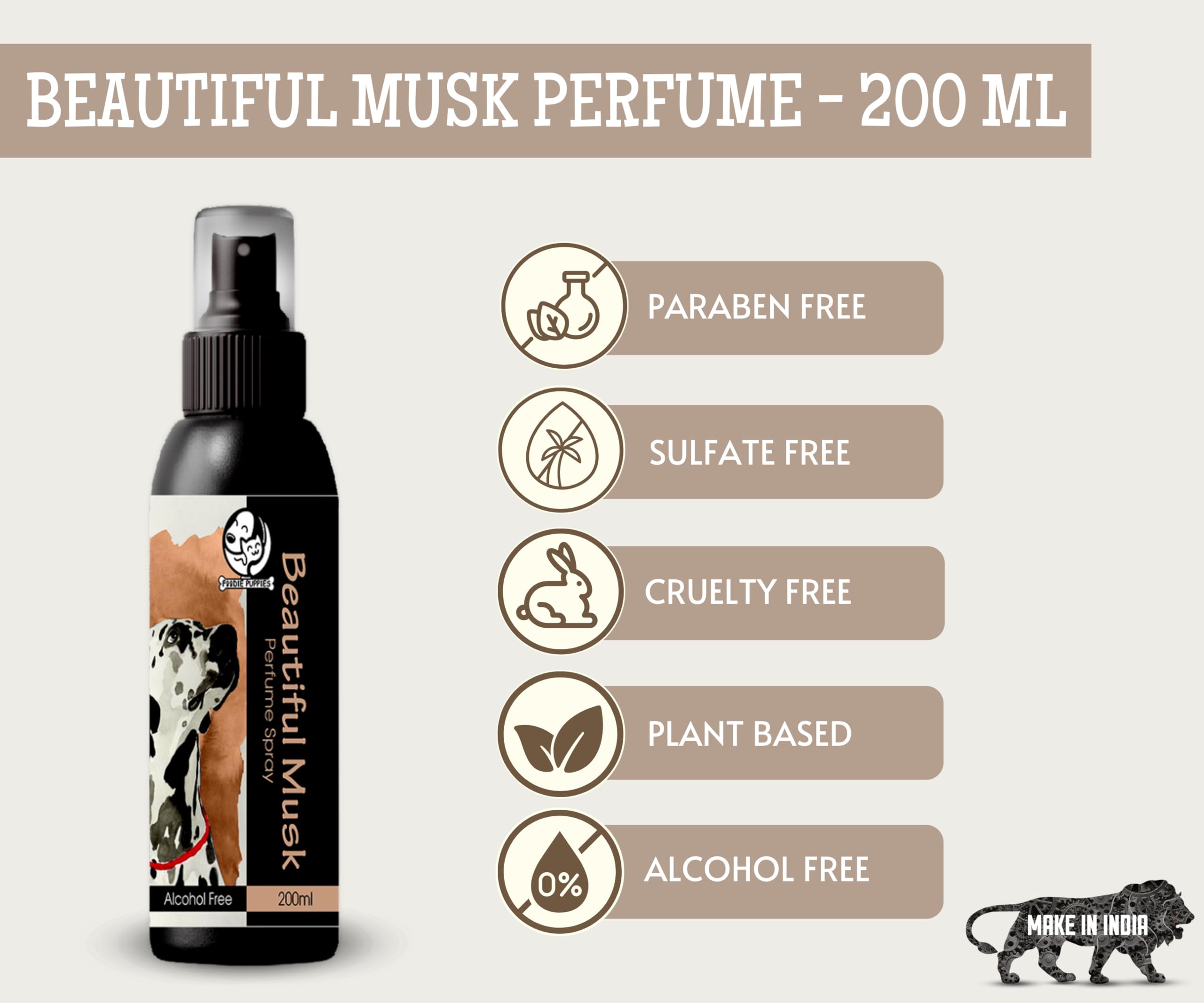 Foodie Puppies Pet Perfume Spray Beautiful Musk - 200 ml with Extract of Lavender and Aloe-Vera | Daily use, Safe Deodorizer, Coat Smell, Bad Odor Remover 3