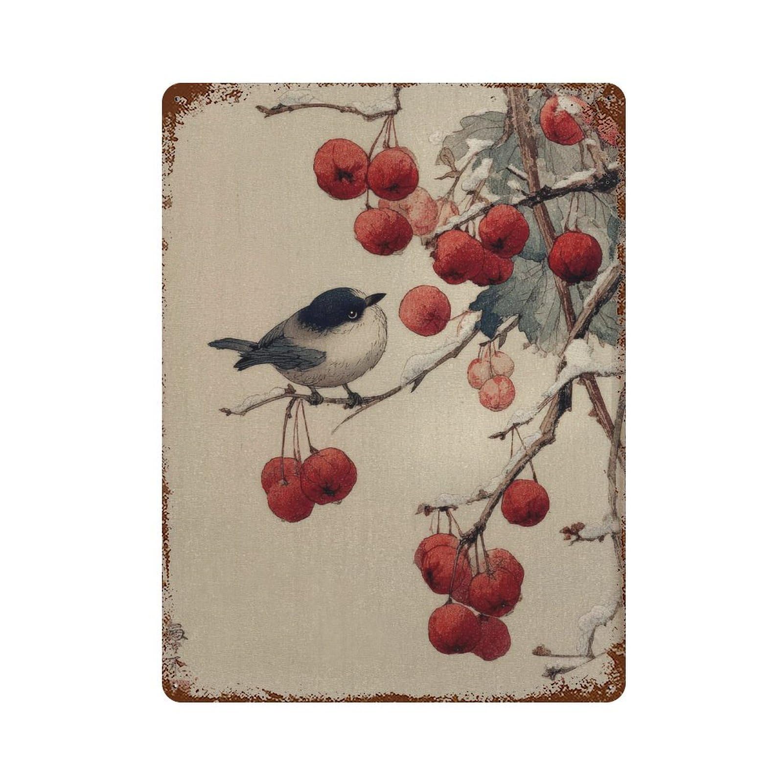 xiaoxiaoshen Bird And Crabapple Branch. Japanese Ukiyo Wall Decor Art Metal Tin Poster Modern Home Decor Art Home Bar Shop Decorations Vintage Sign 40x30cm