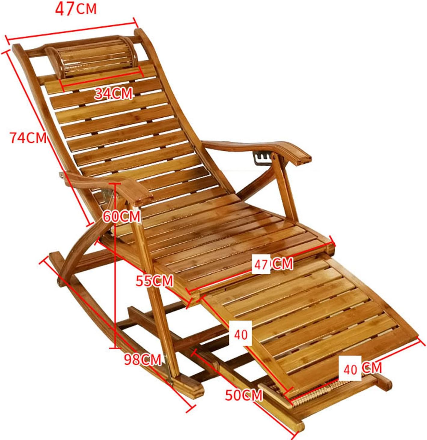 Outdoor Patio Woodenl Rocking Chair, Padded Modern Rocker Chairs with Cushion, Support 440lbs for Porch, Deck, Balcony or Indoor Use (with Grey Cotton Pad)