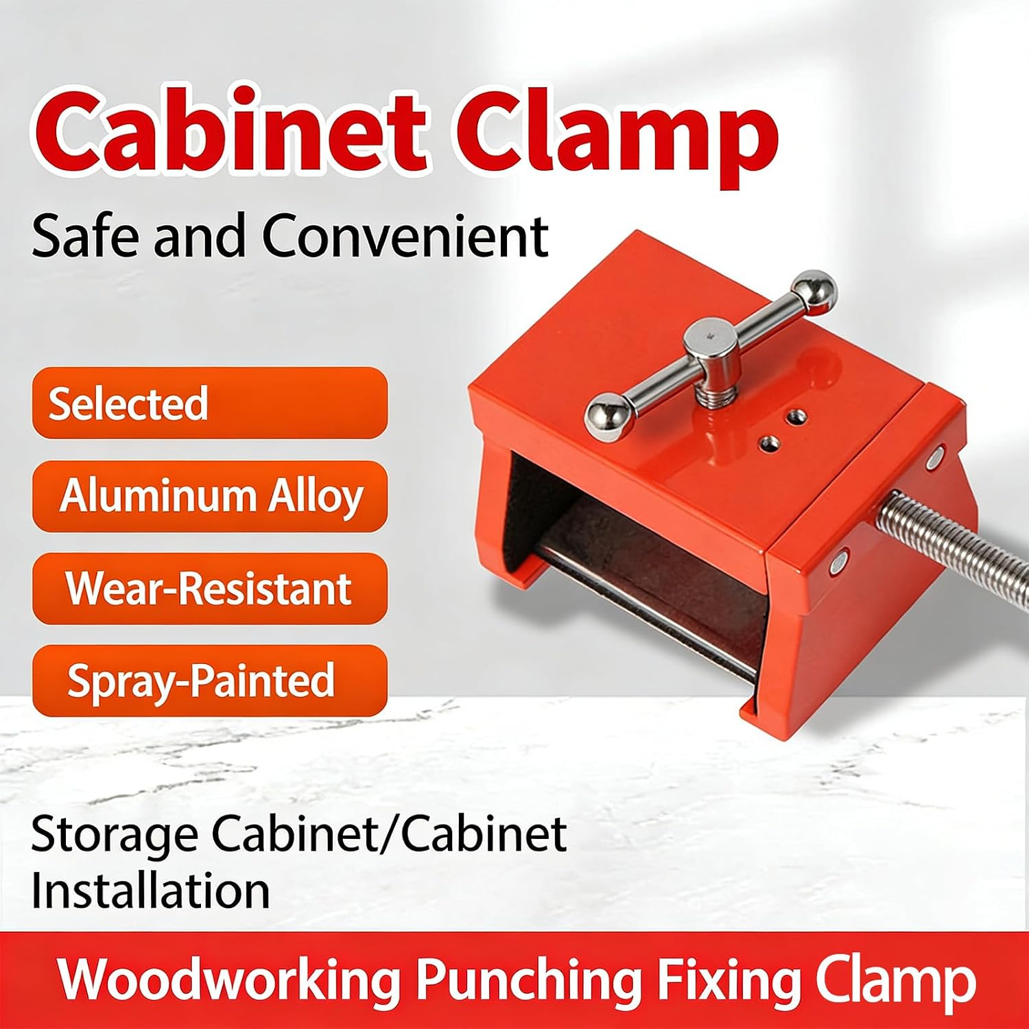 Professional Ergonomic Aluminum Alloy Hole Punching Fixture Clamping Tool for Cabinet Making and Furniture Installation Woodworking Positioning Clamp