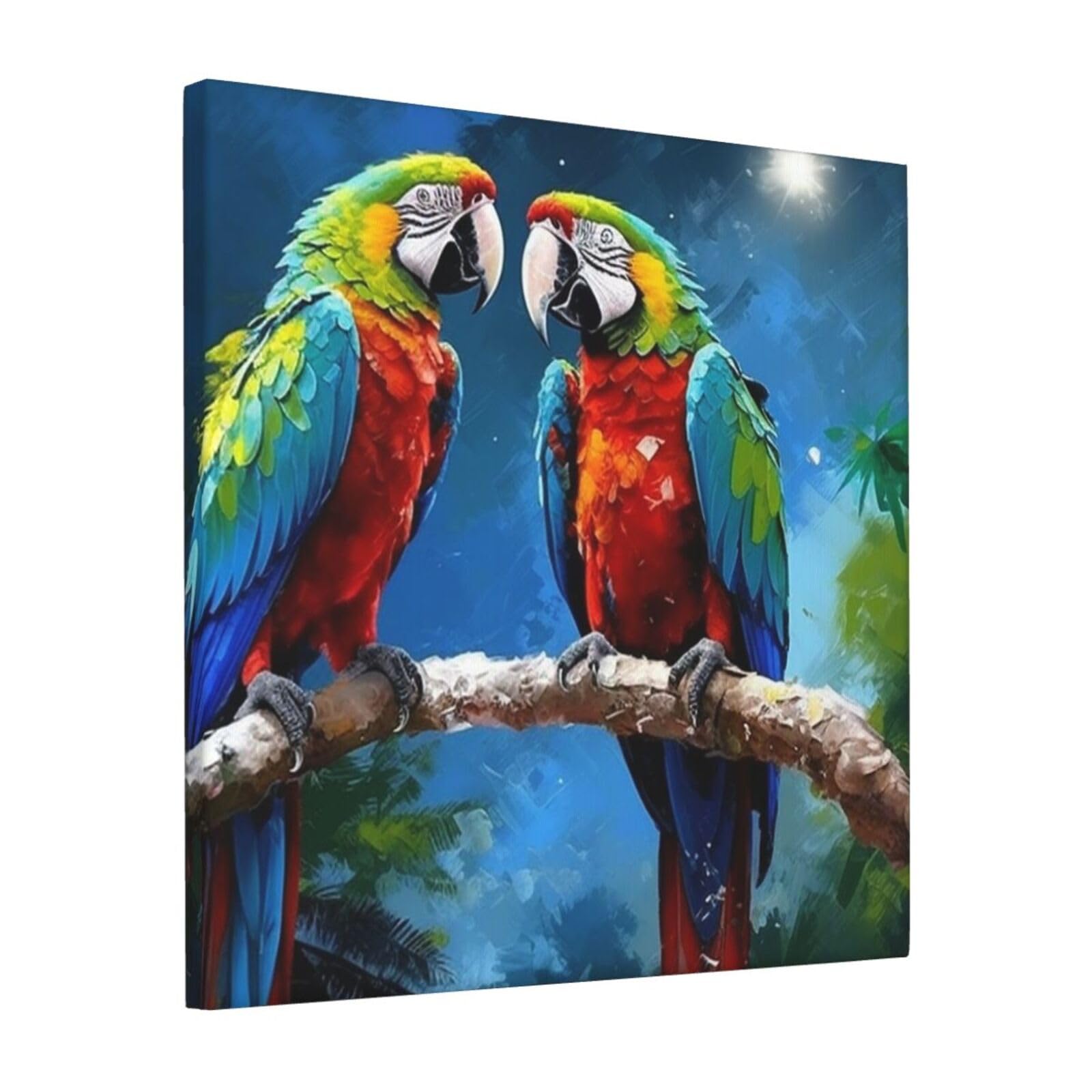FodPand Parrots Canvas Wall Art for Living Room Wall Decor 12"x12" Modern Artwork Painting Pictures Hanging Canvas Prints Aesthetic Wall Art for Bedroom Bathroom Office Wallart Decor