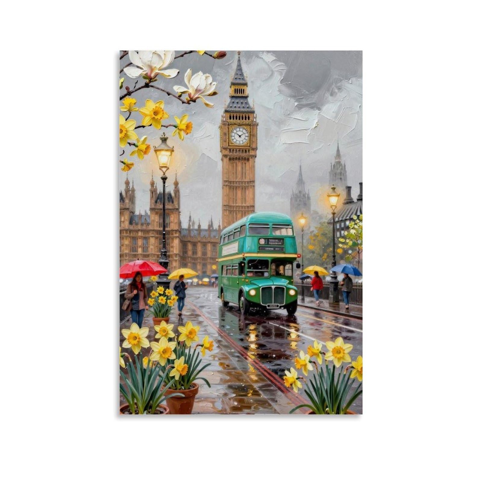 HUERYRYHY Beautiful London 04 Poster Wall Art Canvas Vintage Aesthetic Painting Decor for Rooms 08x12inch Unframe-style