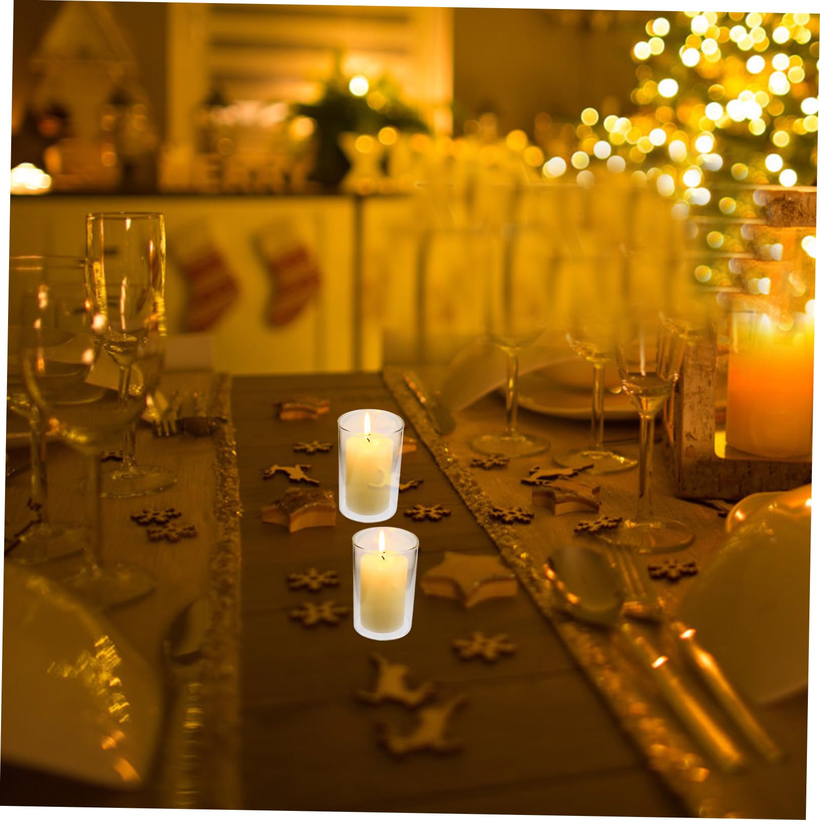 Candela in Vetro Bianca per Decorazione Casa e Bar, Forma Semplice, Atmosfera Accogliente per Intima o Festa
