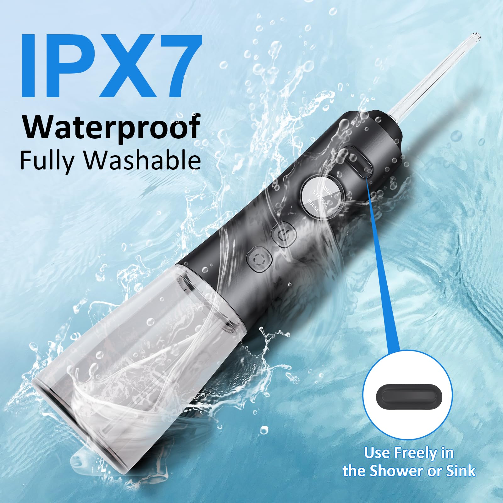 Water Dental Flosser For Teeth – 300ML Cordless Oral Irrigator With 6 Replaceable Jet Tips, 3 Modes, Portable Rechargeable Electric Flosser For Braces & Sensitive Gums, IPX7 Waterproof For Home&Travel - View #3