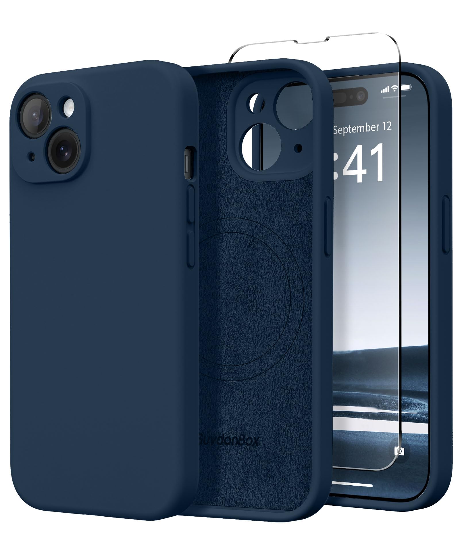 SuydanBox Magnetic for iPhone 15 Case, Compatible with MagSafe, [Screen Protector + Full Camera Protection], Silicone Shockproof Anti-Scratch Protective Phone Case for iPhone 15 6.1", Cobalt Blue