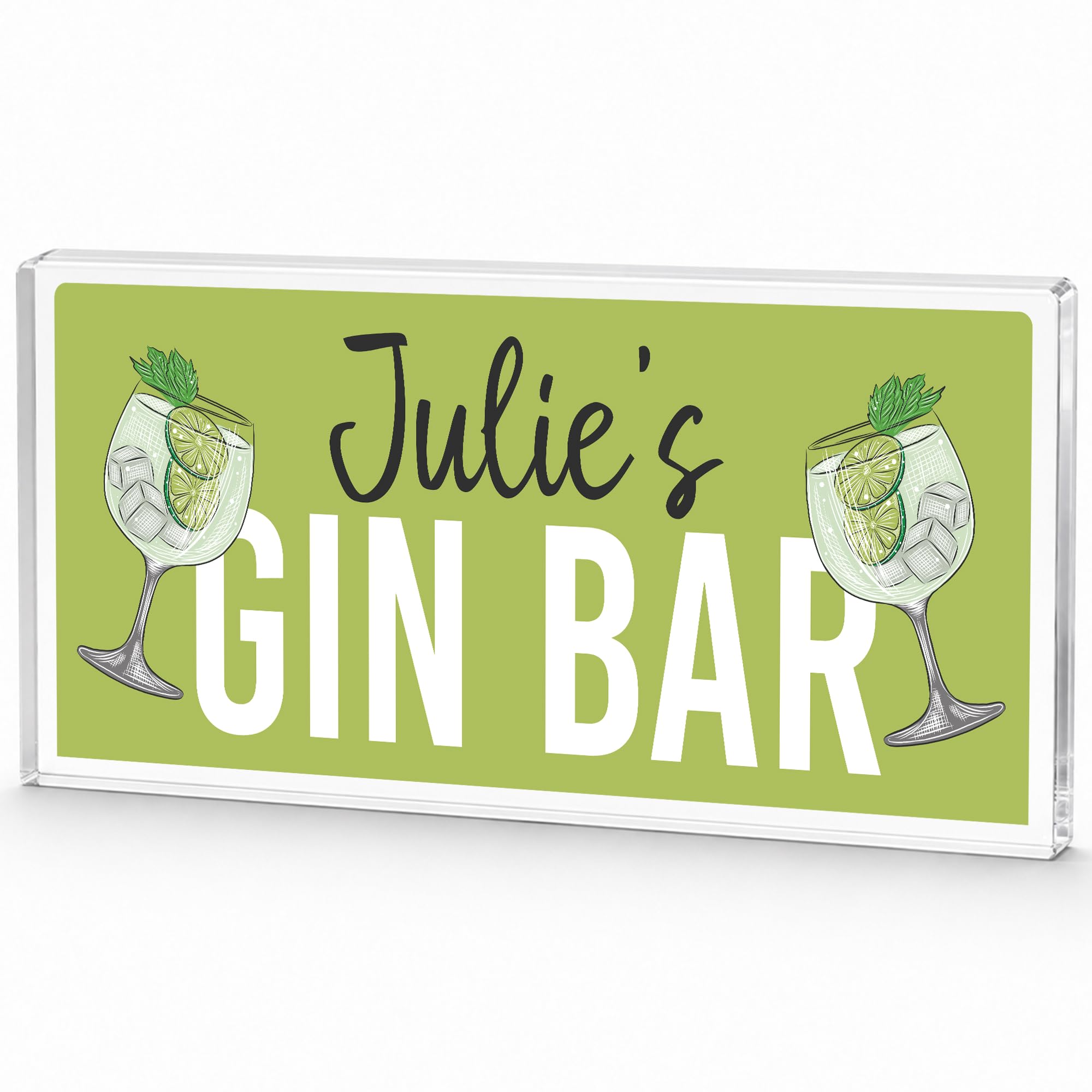 Red Ocean Personalised Gin Bar Sign Freestanding Acrylic Bar Signs 45cm by 20cm Gift For Women Friends