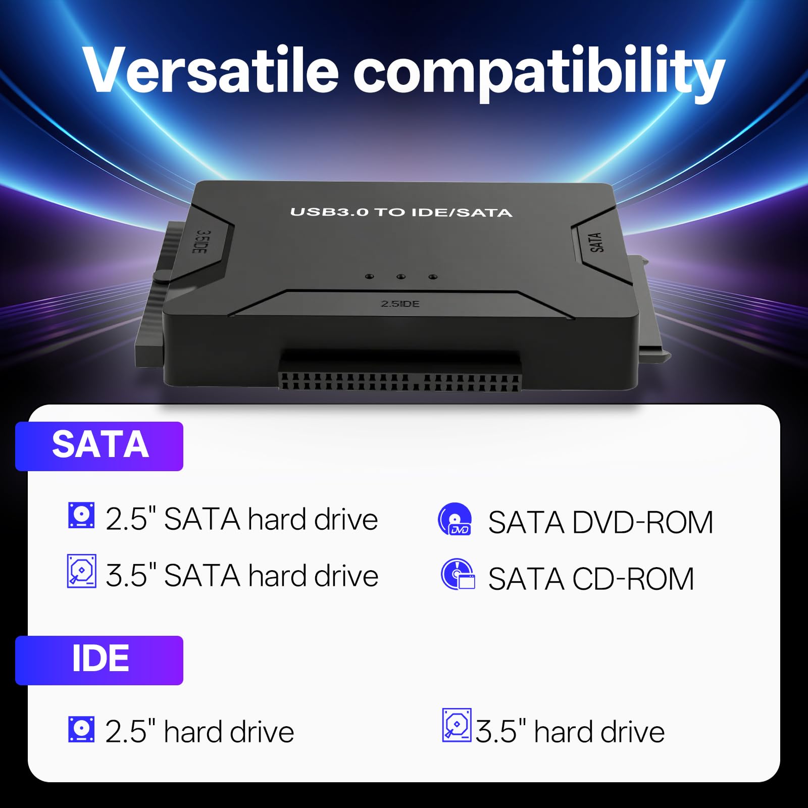 UNITEK USB 3.0 naar IDE SATA converter externe harde schijf adapter voor 2, 5/3,5 inch HDD SSD harde schijven ondersteuning OTB met externe DC 12V 2A UNITEK USB 3.0 naar IDE SATA converter externe harde schijf adapter voor 2, 5/3,5 inch HDD SSD harde schijven ondersteuning OTB met externe DC 12V 2A