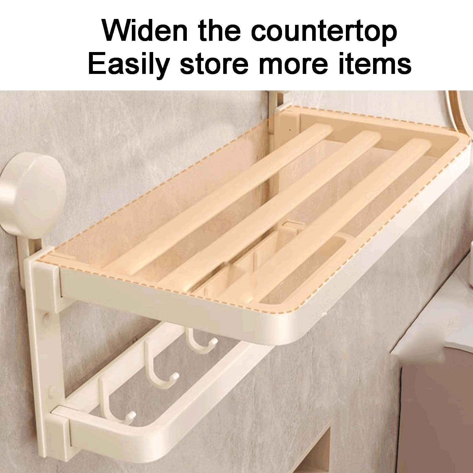 Versátil Estante de baño montado en la Pared, Estante de baño con Ventosa, Estante de baño de Aluminio, Estante de baño Plegable Multifuncional Sólido