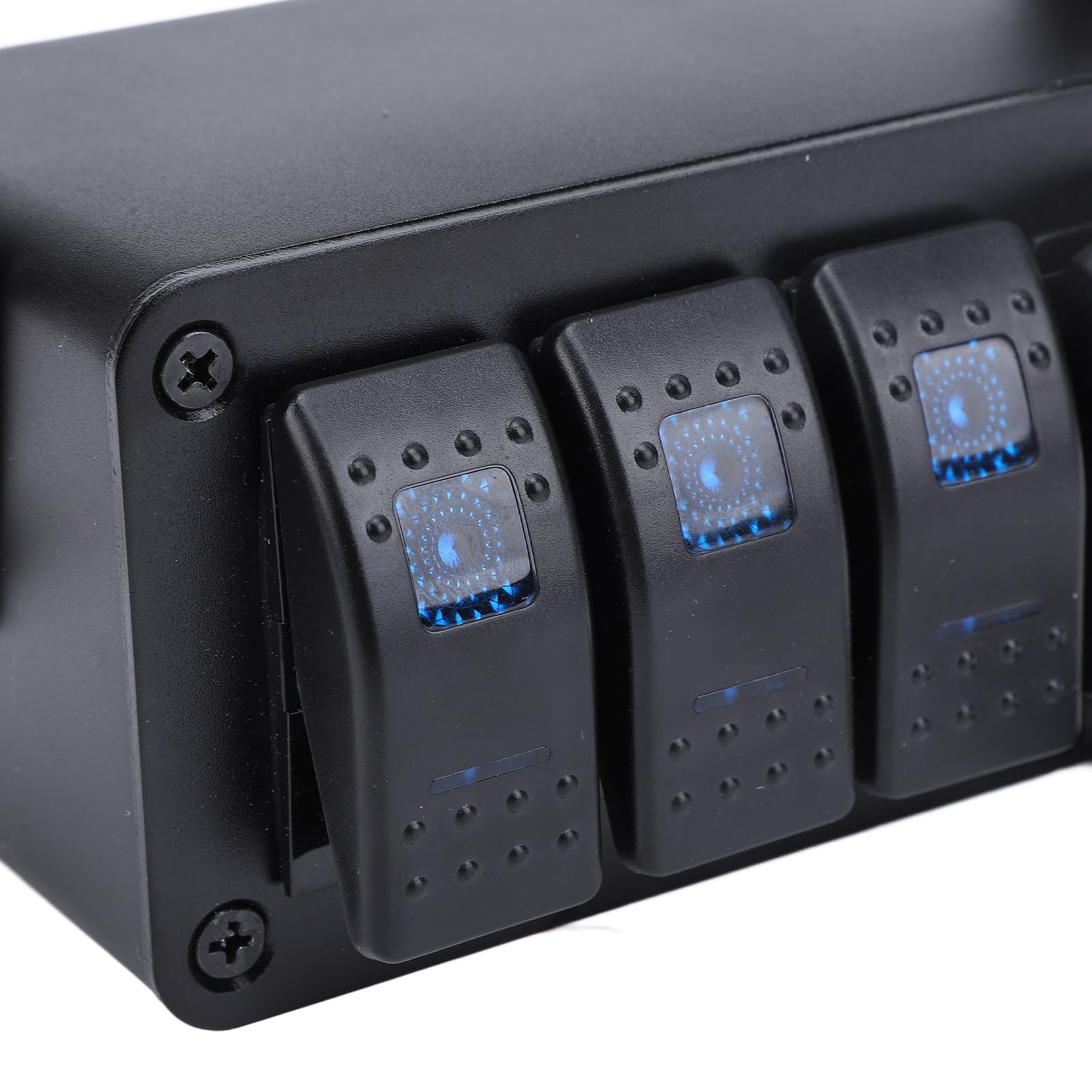 Dilwe Panel Przełączników Kołyskowych 3-krotny, Wodoodporny Panel Przełączników Kołyskowych ze Stopu Aluminium 12 V 24 V z Woltomierzem USB PD Typu C QC3.0, Wstępnie Okablowany 20 A WŁ. WYŁ. dla