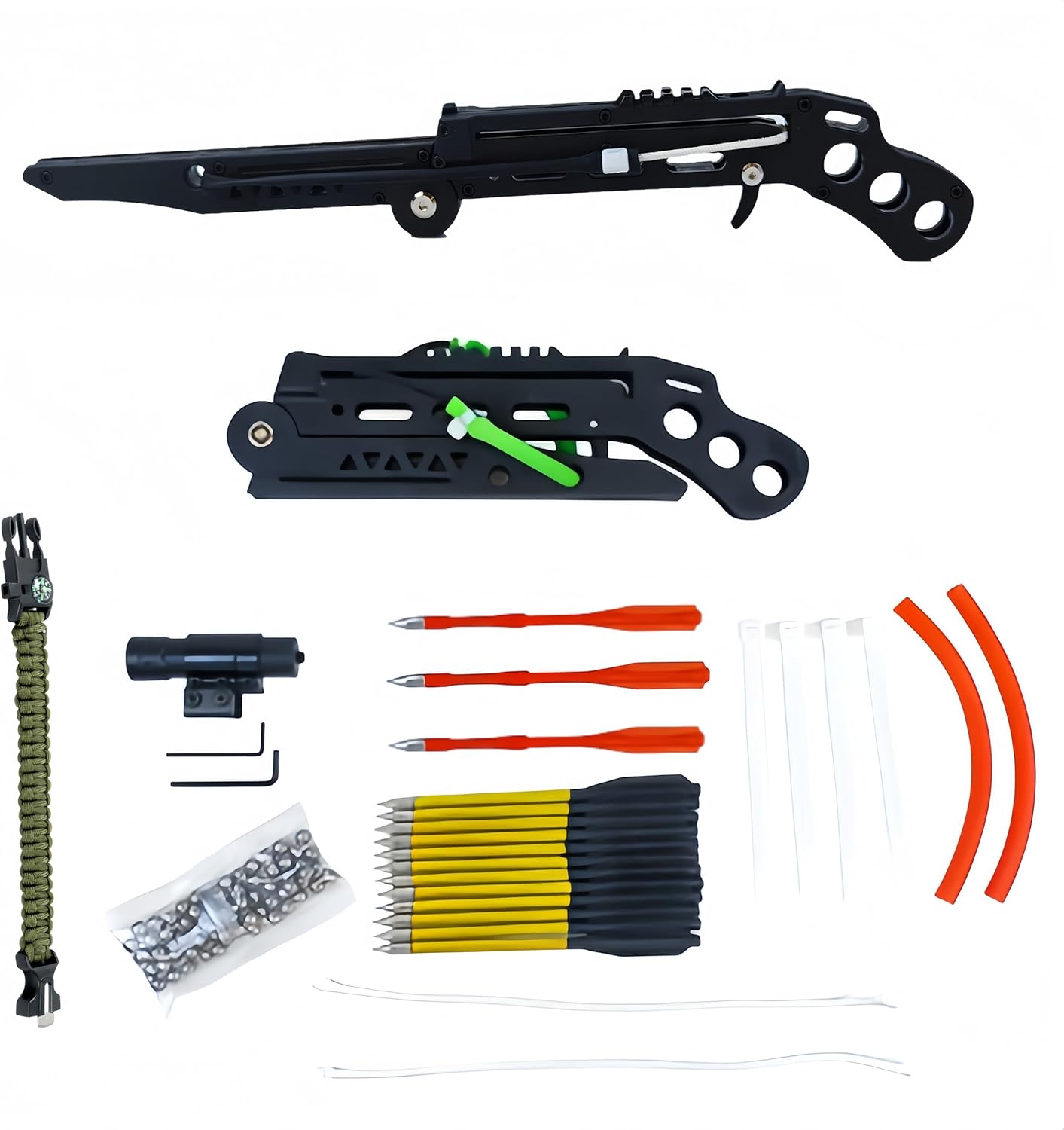 Tactical Pistol Crossbow, Self Opening Crossbow, Recurve Bow Equipped with 15 Aluminum Arrows