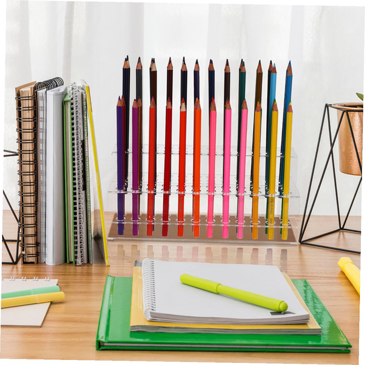 Cabilock 2 pezzi Portapenne Trasparente con Multi-fori Organizer da Scrivania in Plastica Resistente Supporto per Penne Matite e Pennelli per Casa Ufficio e Scuola