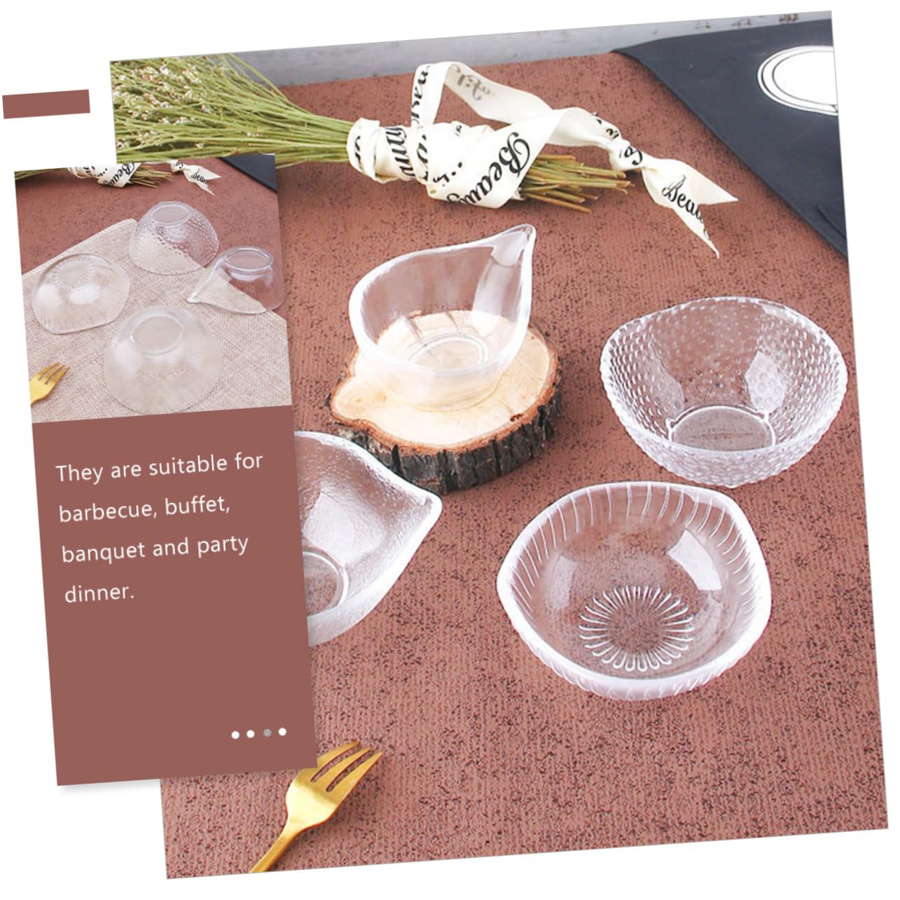 SOLUSTRE 4-piece Glass Condiment Dish Set Mini Soy Sauce Bowl Vinegar Container Oil Plate Candy Dish Bowl for Home Restaurant and Catering