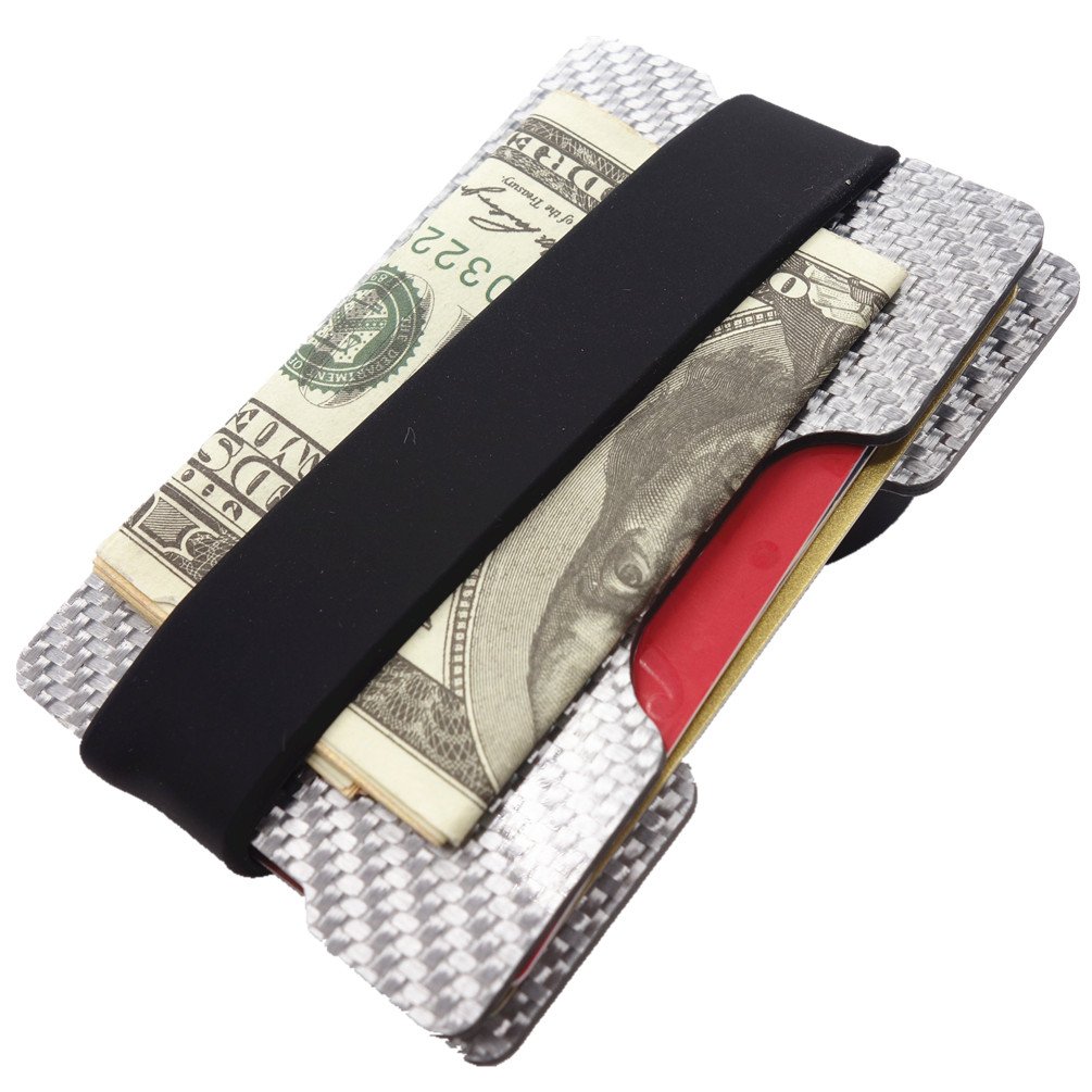 Minimalist Carbon Fiber Slim Wallet Money Clip RFID-Blocking ID Credit Card Holder
