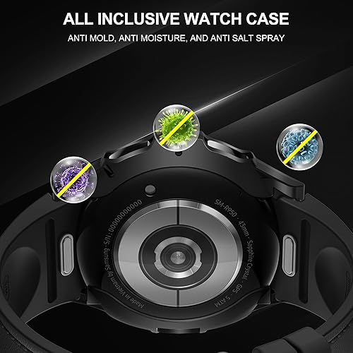 Miniatura 5 de Suoman 3 en 1 para Samsung Galaxy Watch 6 Classic 1.850 in Caso, Cubierta Protectora De Parachoques De TPU Protector De Pantalla HD Para Samsung