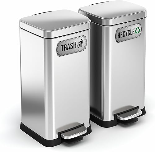 Miniatura 8 de Imanes de reciclaje y basura para latas de cocina y contenedores de reciclaje, imán doble de basura y reciclaje para el logotipo de bote de basura,