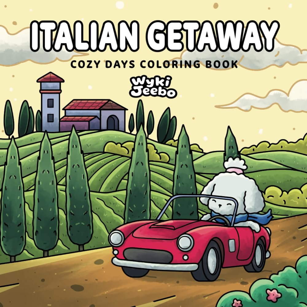 Cozy Days Coloring Book - Italian Getaway: Cute Coloring Book for Adults and Teens Relaxation Featuring Adorable Animals Characters (Wyki Jeebo)