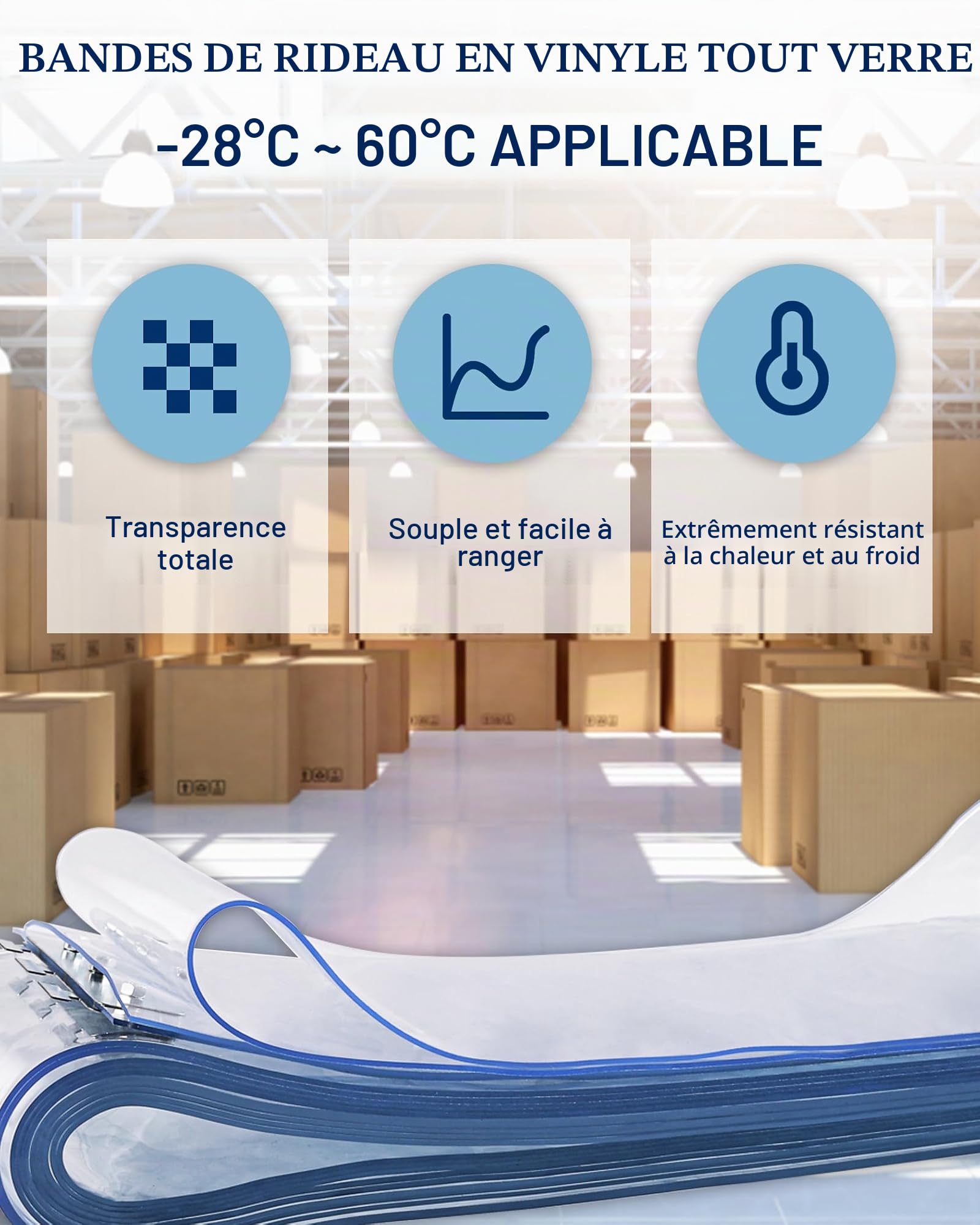 Rideau à Lanières Transparent 6pcs. 20x200cm Rideau à Lamelles Bande Protection Contre Le Vent pour Chambres, magasins, boutiques, garages(Hauteur 2,0m x Largeur 1,0m)