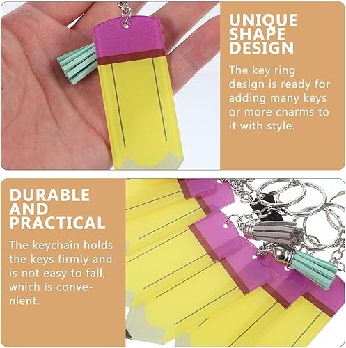 Miniatura 4 de EXCEART 6 llaveros con borlas en blanco para manualidades, regalos de mujer, llavero de dibujos animados, llavero de borla, llavero de borla,