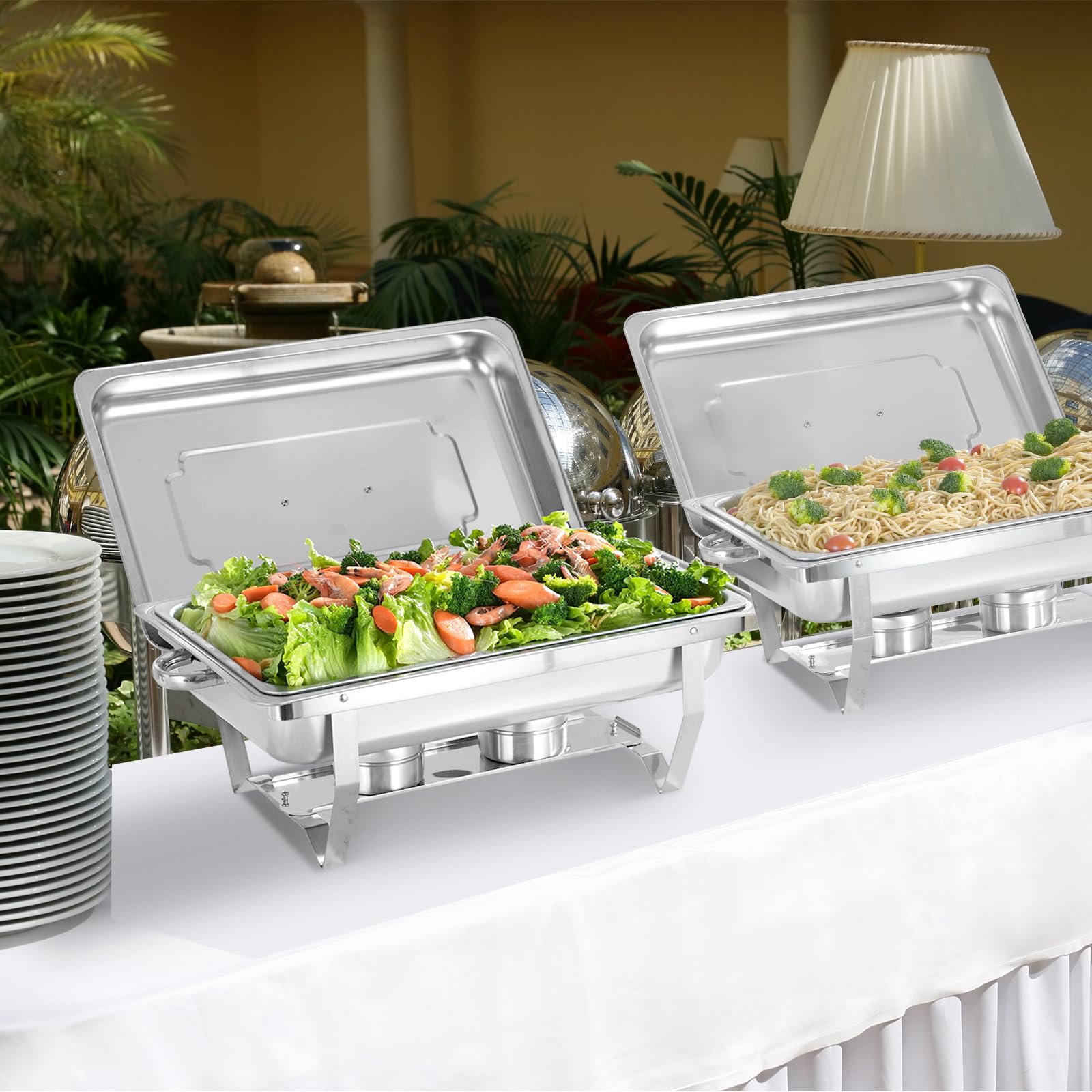 9L Chafing Dish Catering Buffet Set, 4 Pezzi Set Buffet Scaldavivande, Acciaio Inossidabile Chafing Dish Buffet Set, Buffet Servers E Scaldabagni, per La Cena Ristoranti Banchetti Feste di Nozze