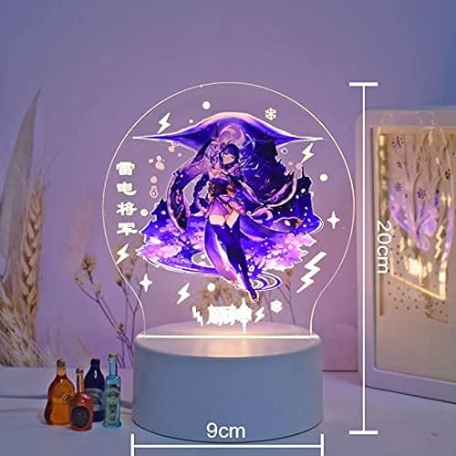 Miniatura 2 de Genshin - Lámpara de impacto de 7 colores, luces LED de noche acrílicas, estilo anime 3D, luz nocturna colorida Genshin, calcomanías de figuras de