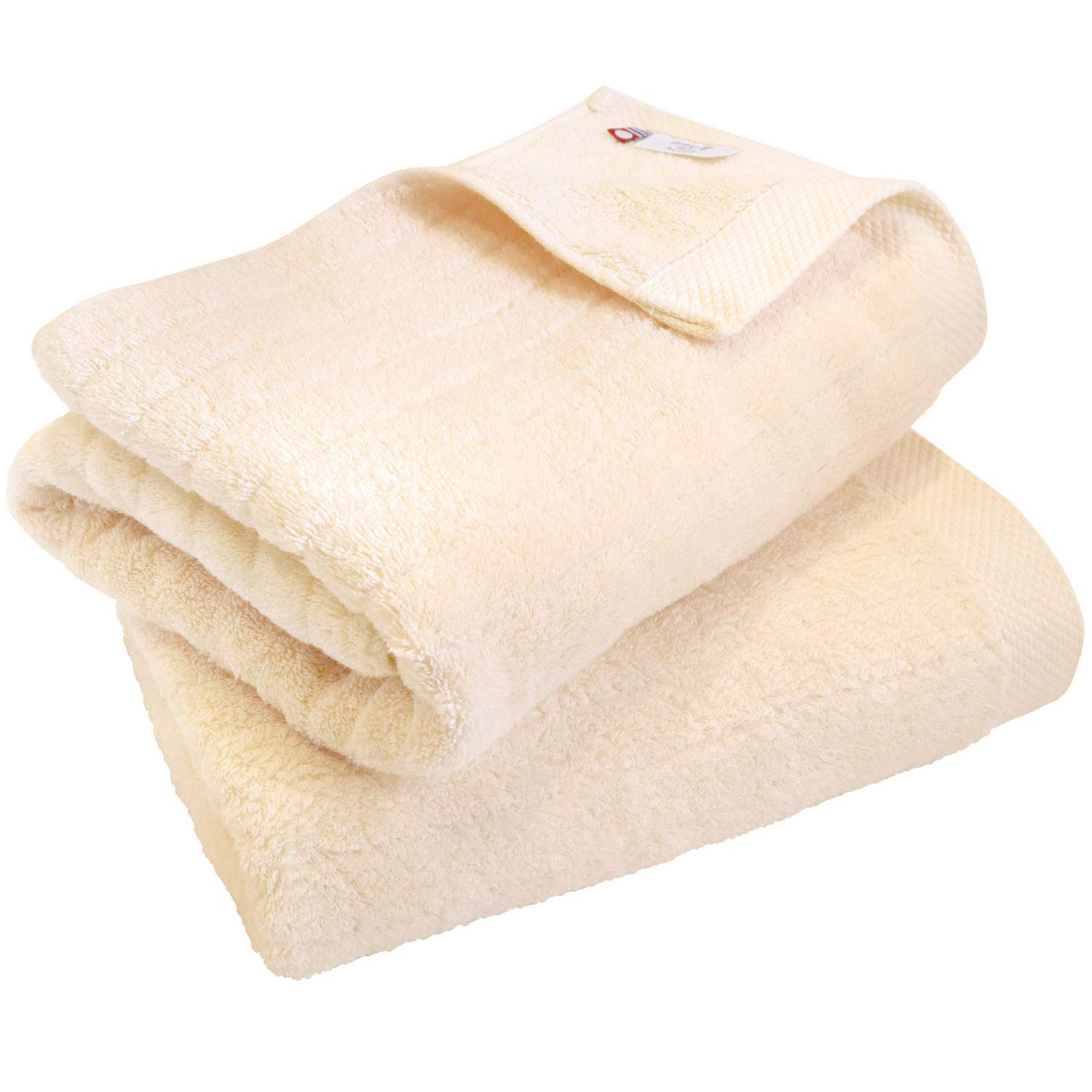 HIORIE Imabari Towel, 2-Piece Bath Towel Set, Japanese Towels, Soft and Fluffy Towel, Luxury Cotton, Natural