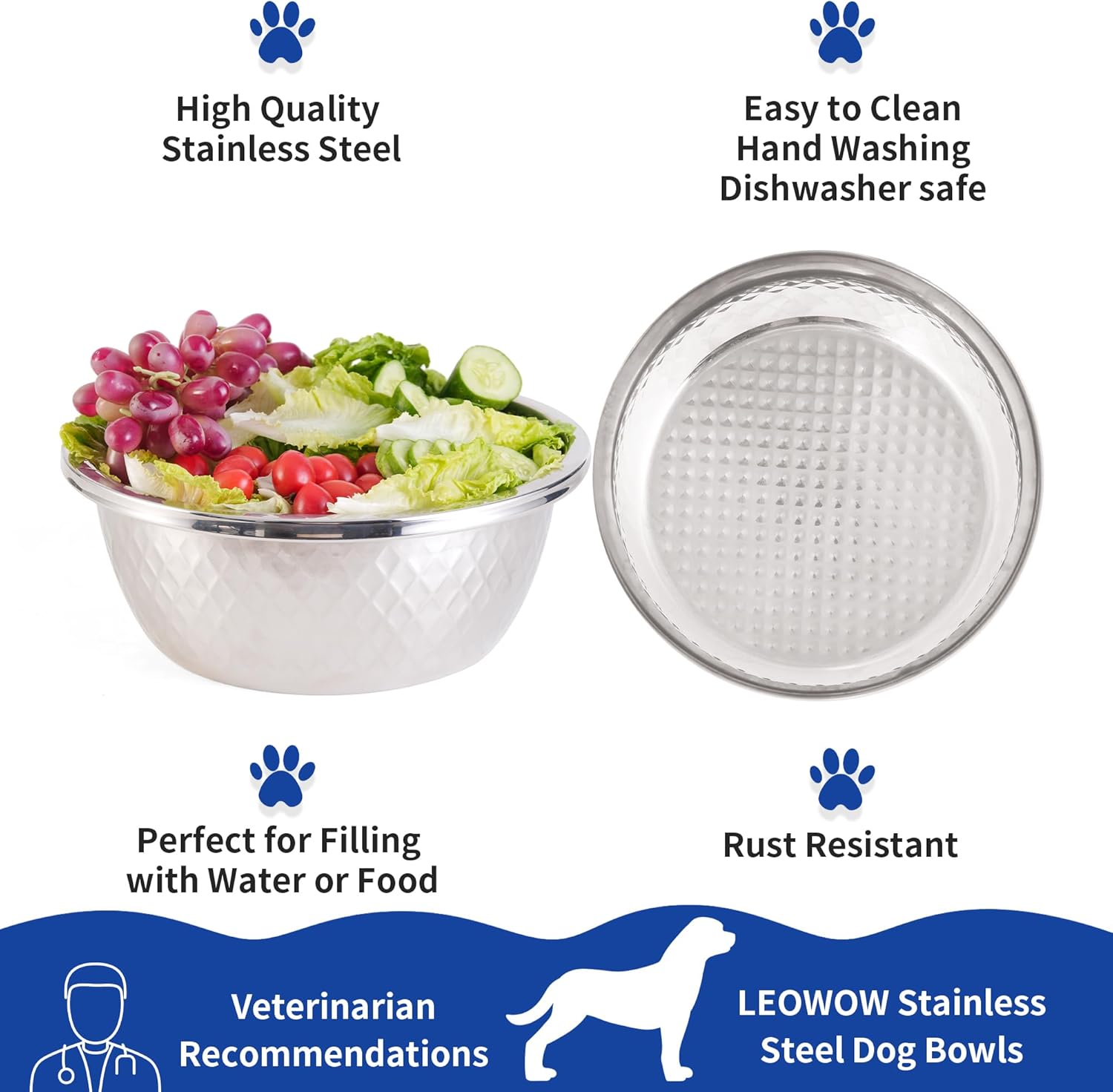 Stainless Steel Large Dog Bowl,176oz/24 Cups /1.3 Gallon Extra Large Dog Bowl- Stainless Steel Metal Dog Food Bowl with High Capacity for Big Giant Dogs (2 Pack)