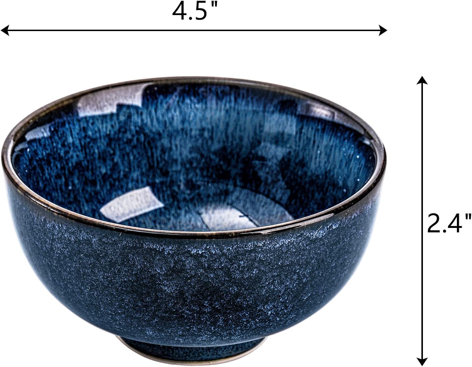 ZEAYEA Set of 8 Ceramic Bowls, 10 oz Small Dessert Appetizer Serving Bowls, 4.5 Inch Glazed Blue Bowl for Rice, Fruit, Pasta, Salad, Oatmeal, Noodle, Dishwasher Safe