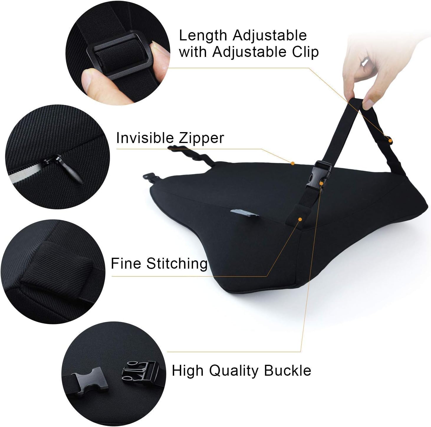 Dreamer Car Thick Back Support Lumbar Support for Car & Car Neck Pillow kit for Driving Fatigue Relief,Memory Foam Ergonomic Back Cushion Comfort Your Neck and Back,Black : Automotive