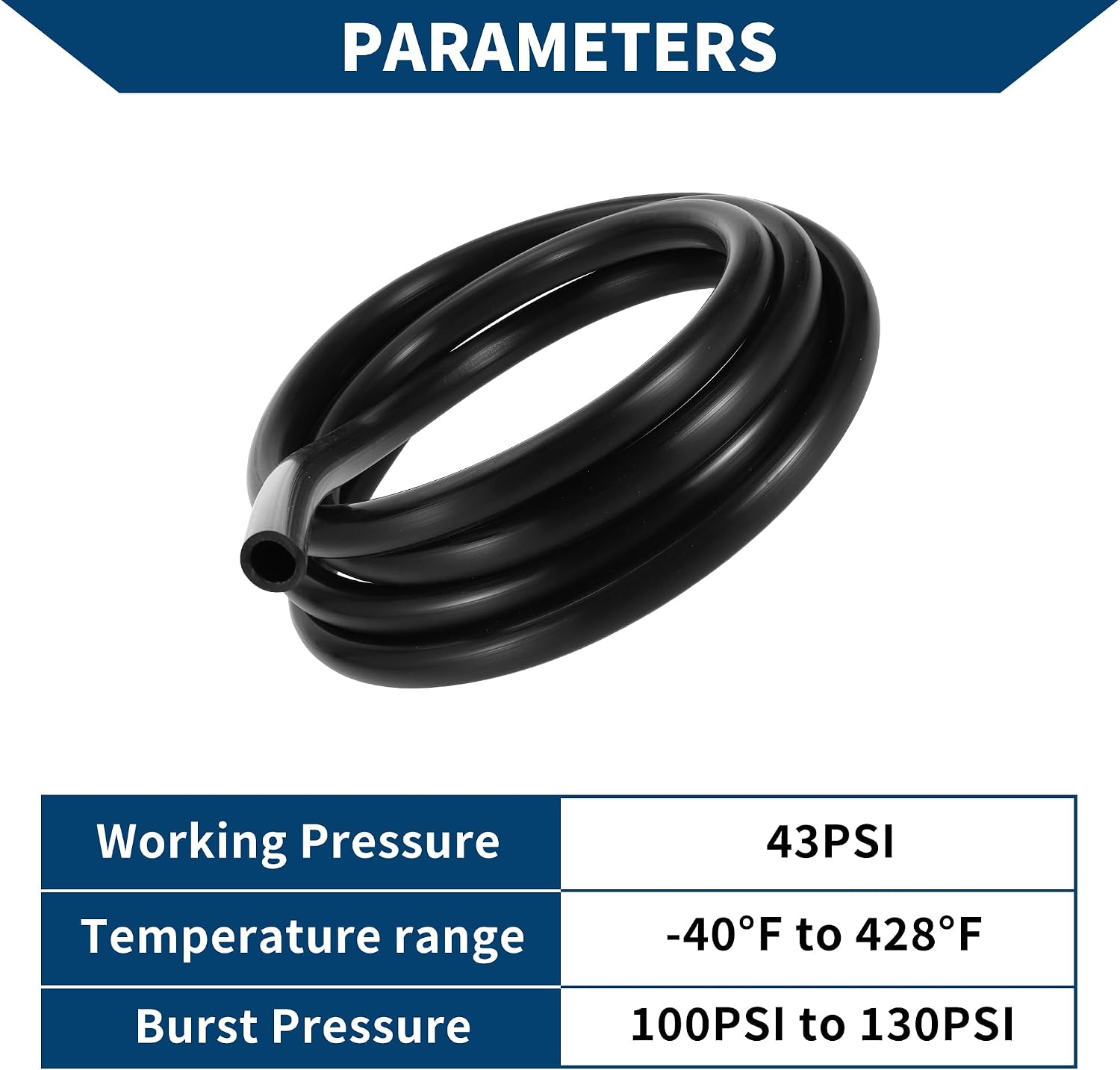 Silicone Vacuum Tubing Hose Automotive Vacuum Line High Temperature 12FT 5/8" 16mm ID 3.5mm Thickness 1 Pc Black