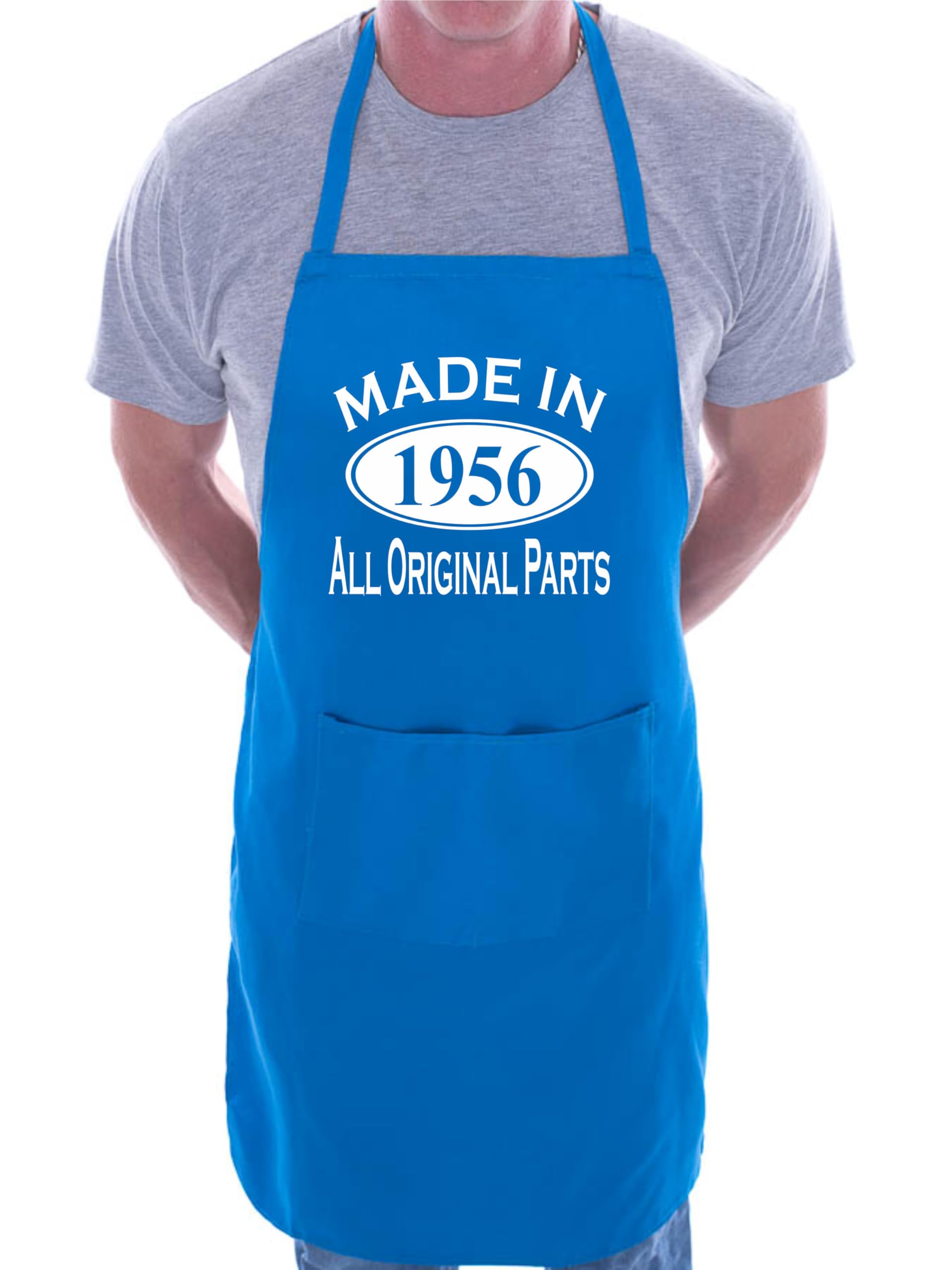 Print4u Men's Blue Made In 1956 70Th Birthday Bbq Cooking Funny Novelty Apron