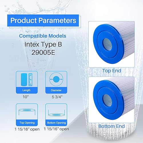Miniatura 2 de POOLPURE Filtro de repuesto tipo B para piscina, compatible con el cartucho de filtro de piscina Intex 29005E Easy Set, 6 unidades