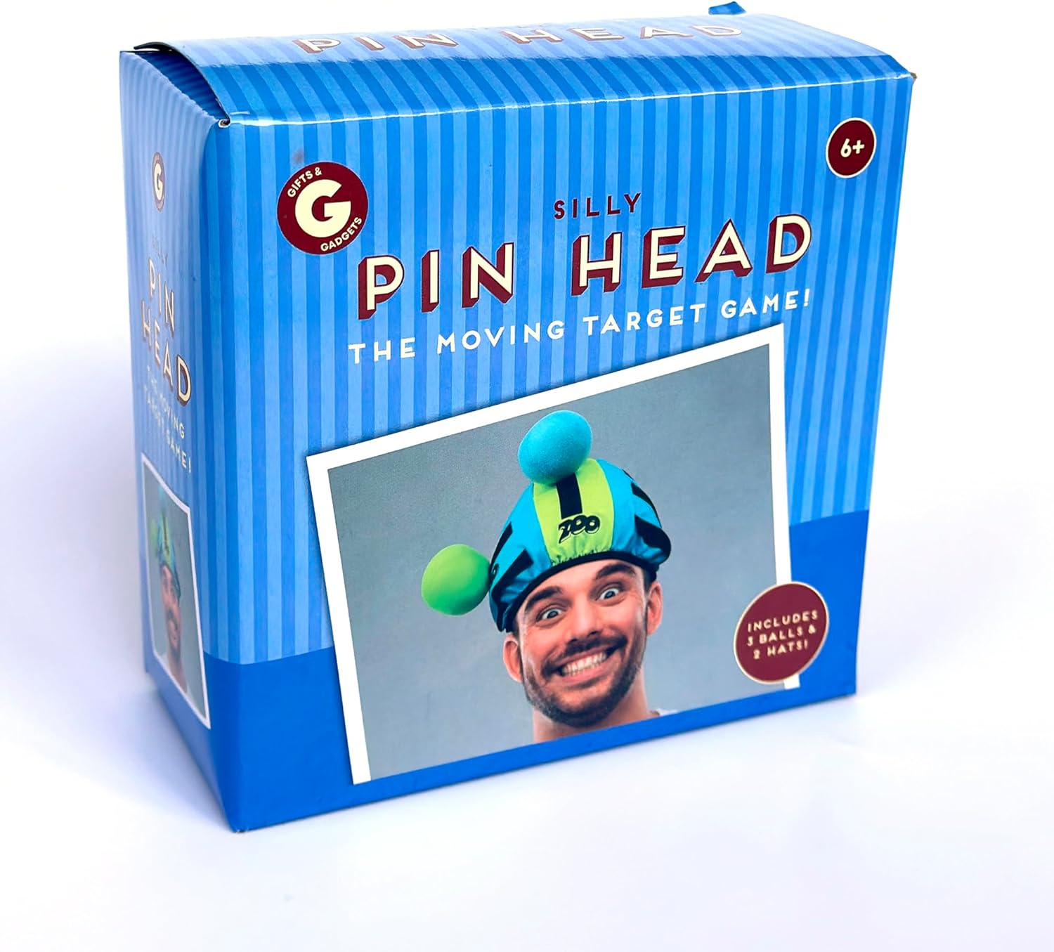 Silly Pin Head Butt Game,Catch the Moveing Target Ball with You Head,Bachelorette Parties, Summer Parties, BBQs, Birthdays & Game Nights，2 Hats 3 Balls (Blue)