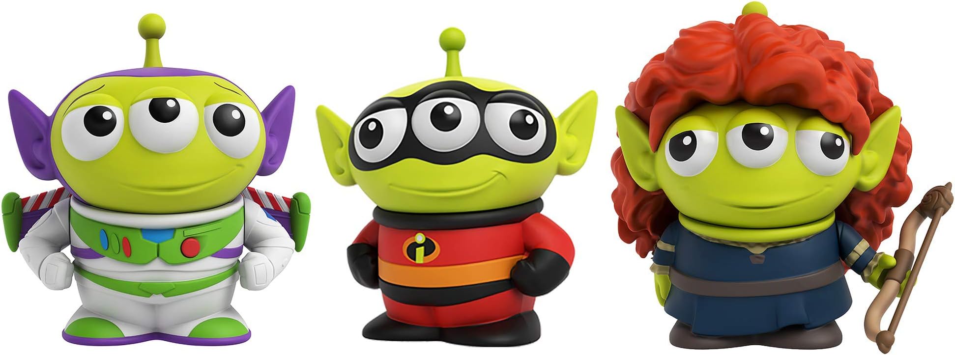 Disney/Pixar Costume Alien Figure, 3 Pack Set, Buzz Lightyear (1), Merida (1), Mr. Incredibles (1 Piece), GNX34