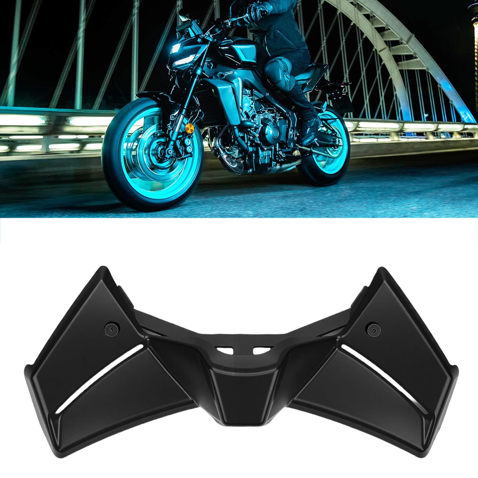 SIXRUN Alerón Delantero para Motocicletas, Material ABS MT-09 SP 2024-2025 Winglet de Carenado para Mejorar la Aerodinámica y el Rendimiento (Black)