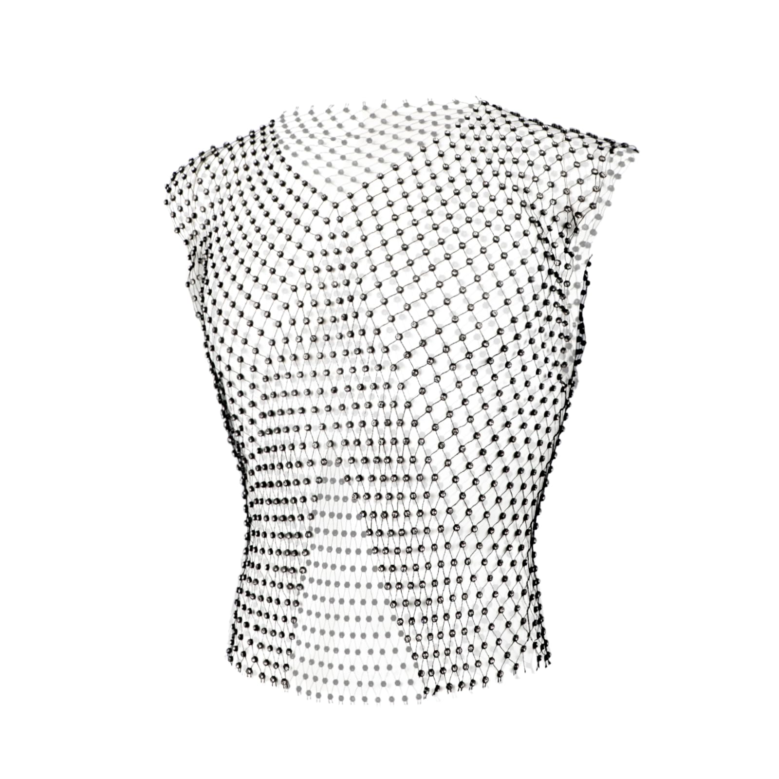 RUIXIA Débardeurs en Résille avec Strass pour Hommes Gilet Sexy et Pailletée Homme Haut sans Manches en Résille Débardeurs Col V Transparent pour Soirée Club