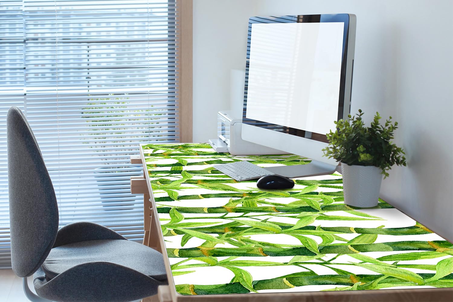 Pad per Scrivania 120x60 cm Facile da Pulire Antiscivolo Impermeabile per Ufficio e Casa in Vinile PVC Protezione e Decorazione Superficie Protettiva - Bambù