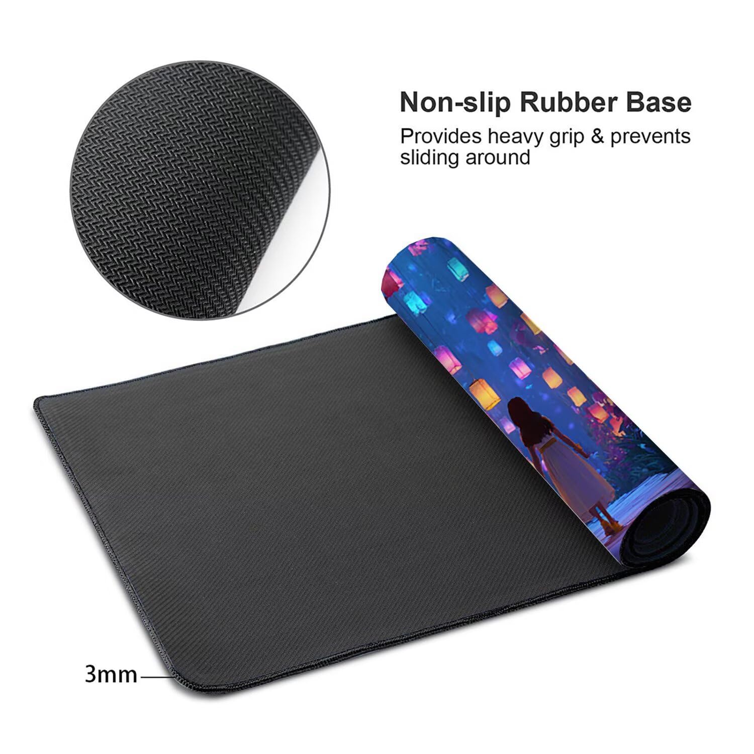 Tappetino per Mouse XXL 1200 x 600 mm Tappetino Mouse Gaming Grande, Mousepad con Base in Gomma Antiscivolo, Tappeto per Tavolo da Gaming per Mouse e Tastiera, Accessori PC (ragazza lanterna) H-123