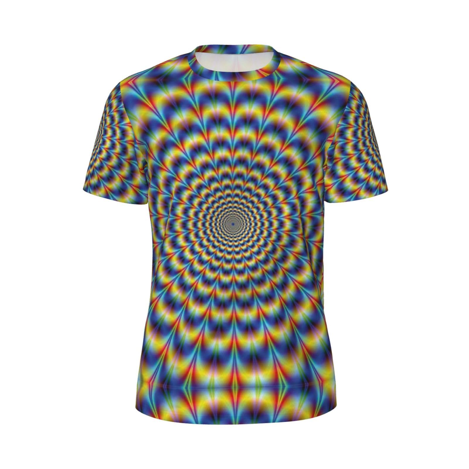 Spiral Optical Illusion GIF Men' S Sport T-Shirt, Breathable Mesh T-Shirts Running Tops Short Sleeve Gym Tops Workout Shirts for Men M Black