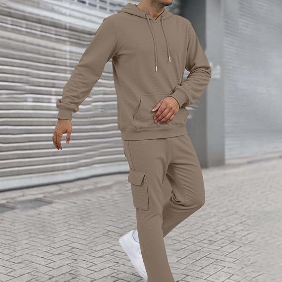 Tracksuit Mens Full Set Long Sleeve Hooded Sweatshirt and Sweatpants Set Hoodie Joggers Sets 2 Piece Fashion Sweatsuits for Men Sport Set Sweatpants and Sweatshirt UK