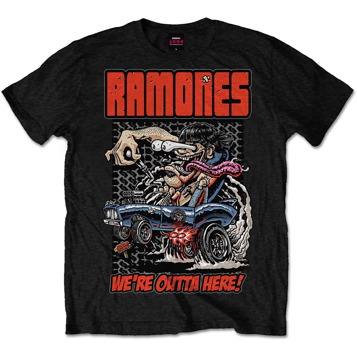 Ramones Men's Black Outta Here Short Sleeve T-Shirt, X-Large