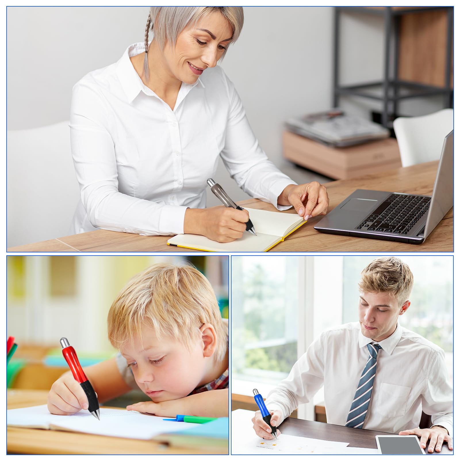 Sibba Penne A Sfera Pesanti Con Impugnatura Larga - 3 Penne + 12 Ricariche, Ideali Per Tremori E Tunnel Carpale